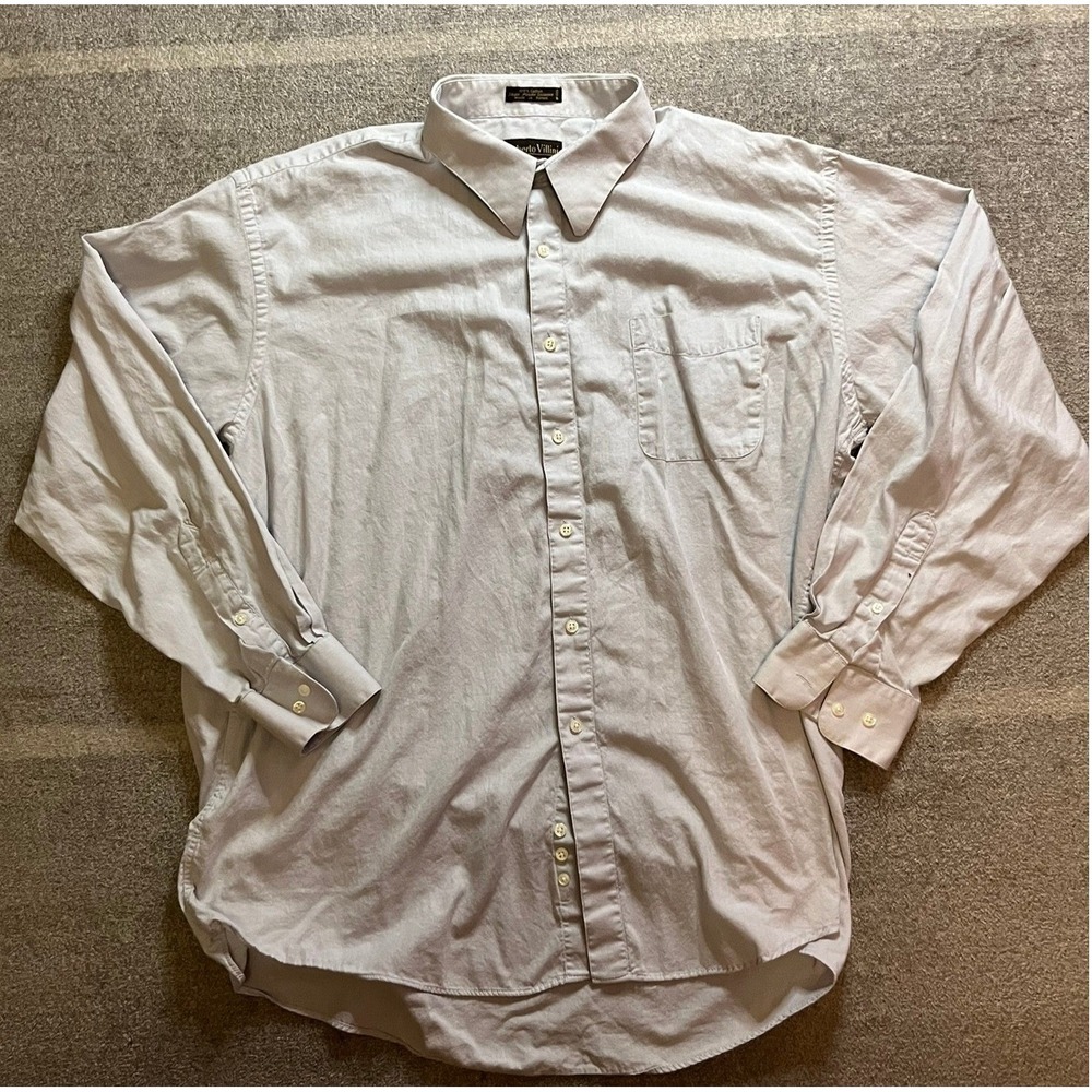 Roberto Villini Collezione Mens Grey Cotton Button Down Shirt 17.5 34/35